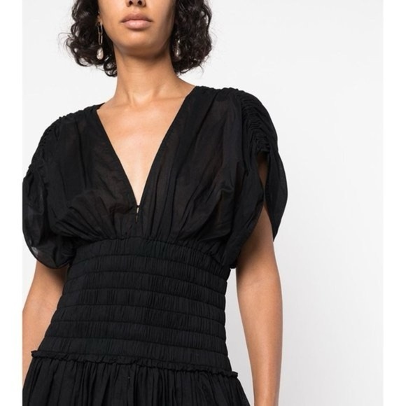 A.L.C. Luna Dress in Black Ruched Pleated Crepe Mini Size Small - Picture 9 of 13